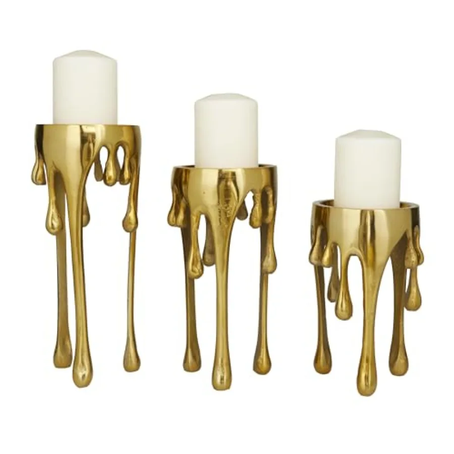 Aluminum Metal Abstract Decorative Candle Holder Melting Drip Candle Stand, Set of 3 Candlestick Holder 12", 10", 8"H
Aluminum Metal Abstract Decorative Candle Holder Melting Drip Candle Stand, Set of 3 Candlestick Holder 12", 10", 8"H