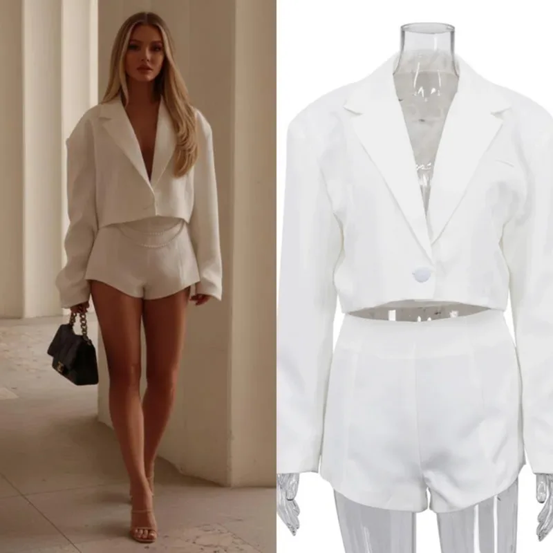 Women Elegant Blazer Two Piece Set Spring Lapel Long Sleeve Top High Waist Shorts Suit Outfit For Office Commute Holiday Wear
Women Elegant Blazer Two Piece Set Spring Lapel Long Sleeve Top High Waist Shorts Suit Outfit For Office Commute Holiday Wear