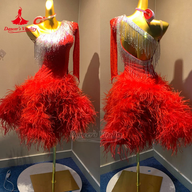 Blackpool Dance Festival Latin AB Stones Feather Style Dress Dancer's Vitality Adult&Teenagers Chacha Rumba Clothing Customized
Blackpool Dance Festival Latin AB Stones Feather Style Dress Dancer's Vitality Adult&Teenagers Chacha Rumba Clothing Customized