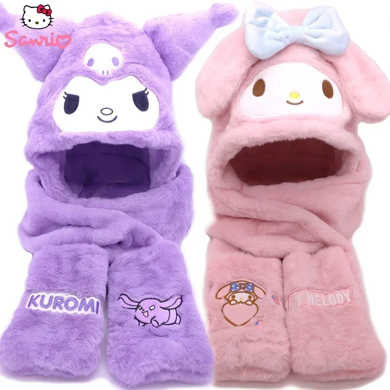 Шапка и перчатки Sanrio My Melody Kuromi, шарф, теплый Комплект из трех предметов, утепленная плюшевая шапка для защиты ушей, зимняя шапка с ушками, мультяшная шапка
Шапка и перчатки Sanrio My Melody Kuromi, шарф, теплый Комплект из трех предметов, утепленная плюшевая шапка для защиты ушей, зимняя шапка с ушками, мультяшная шапка
