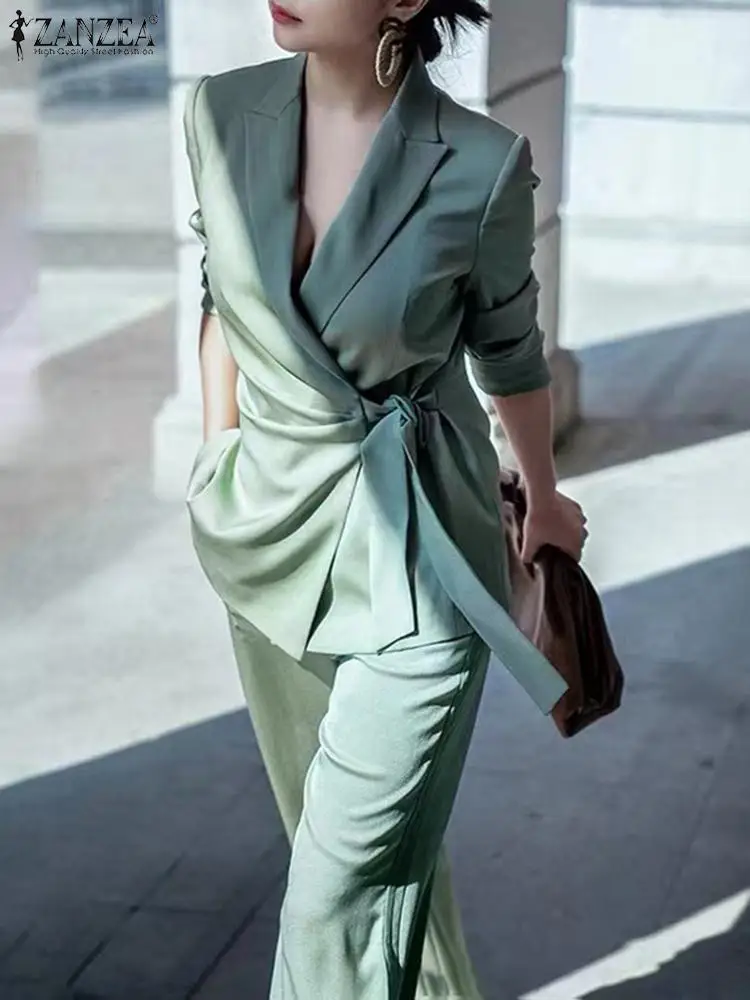 ZANZEA Women Tracksuits Fashion Blazer Suit Long Sleeve Lapel Solid Blouse Causal Loose Wide Leg Pants Autumn 2PCS Matching Sets
ZANZEA Women Tracksuits Fashion Blazer Suit Long Sleeve Lapel Solid Blouse Causal Loose Wide Leg Pants Autumn 2PCS Matching Sets