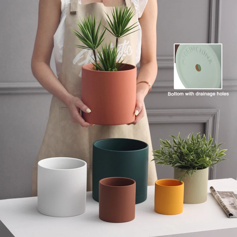 Morandi Solid Color Matte Ceramic Flower Pot Small Cylindrical Shape Pot with Tray Succulent Planter with Hole Garden Decoration
Morandi Solid Color Matte Ceramic Flower Pot Small Cylindrical Shape Pot with Tray Succulent Planter with Hole Garden Decoration