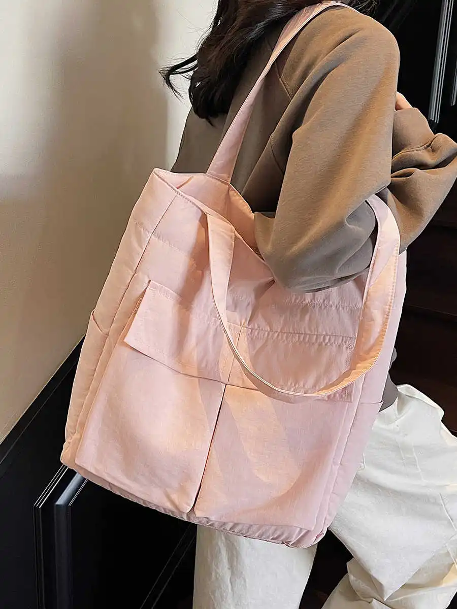 Women Solid Color Commuter Canvas Tote Bags Large Capacity College Student Handbag Simple Versatile One Shoulder Bags Female
Women Solid Color Commuter Canvas Tote Bags Large Capacity College Student Handbag Simple Versatile One Shoulder Bags Female