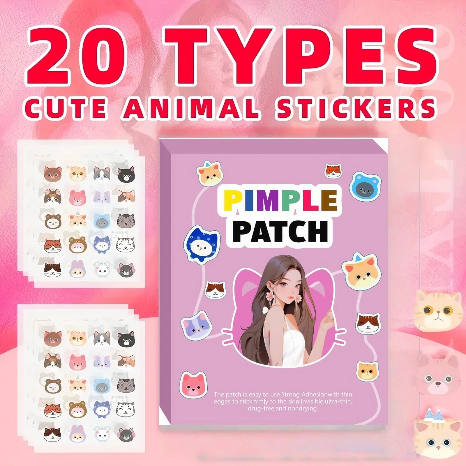 100PCS Cute kitten Acne Dots Colorful Waterproof Hydrocolloid Facial Treatment Patches
100PCS Cute kitten Acne Dots Colorful Waterproof Hydrocolloid Facial Treatment Patches