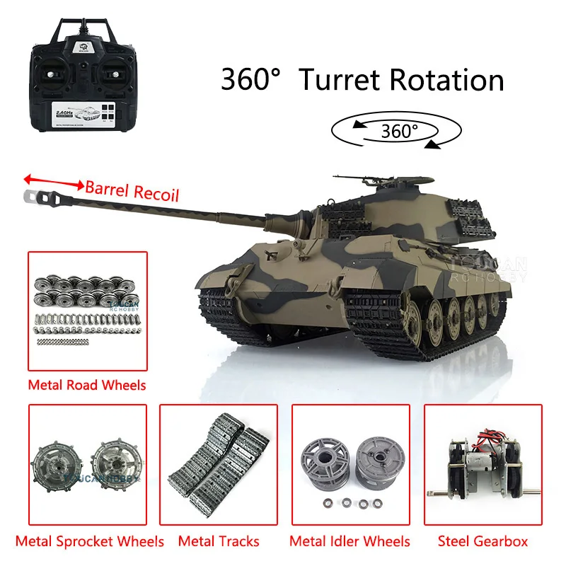 HENG LONG 1/16 7.0 Customized King Tiger RC Tank 3888A Barrel Recoil Metal Tracks Wheels Tiger II Steel Gearbox Bearing TH19745
HENG LONG 1/16 7.0 Customized King Tiger RC Tank 3888A Barrel Recoil Metal Tracks Wheels Tiger II Steel Gearbox Bearing TH19745