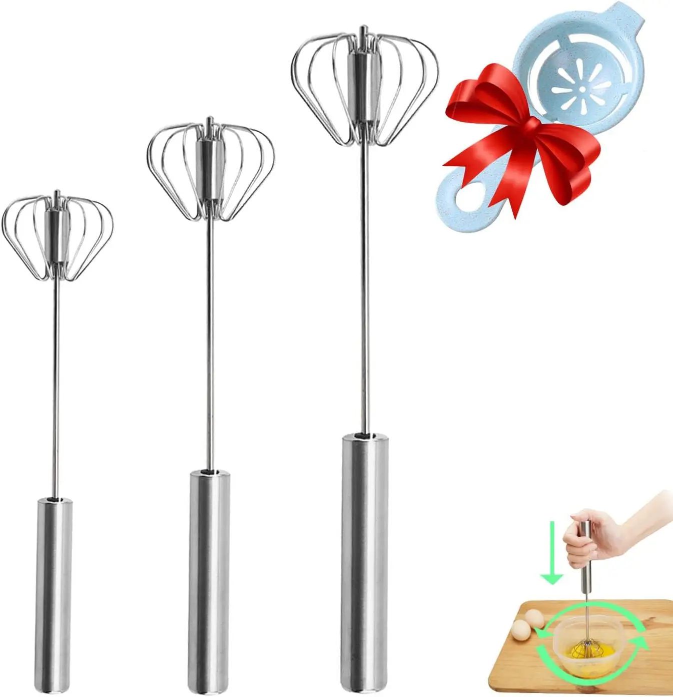 Semi-Automatic Whisk Stainless Steel Egg Beater Hand Push Rotary Mixer for Cream, Whisking, Beating, Stirring
Semi-Automatic Whisk Stainless Steel Egg Beater Hand Push Rotary Mixer for Cream, Whisking, Beating, Stirring