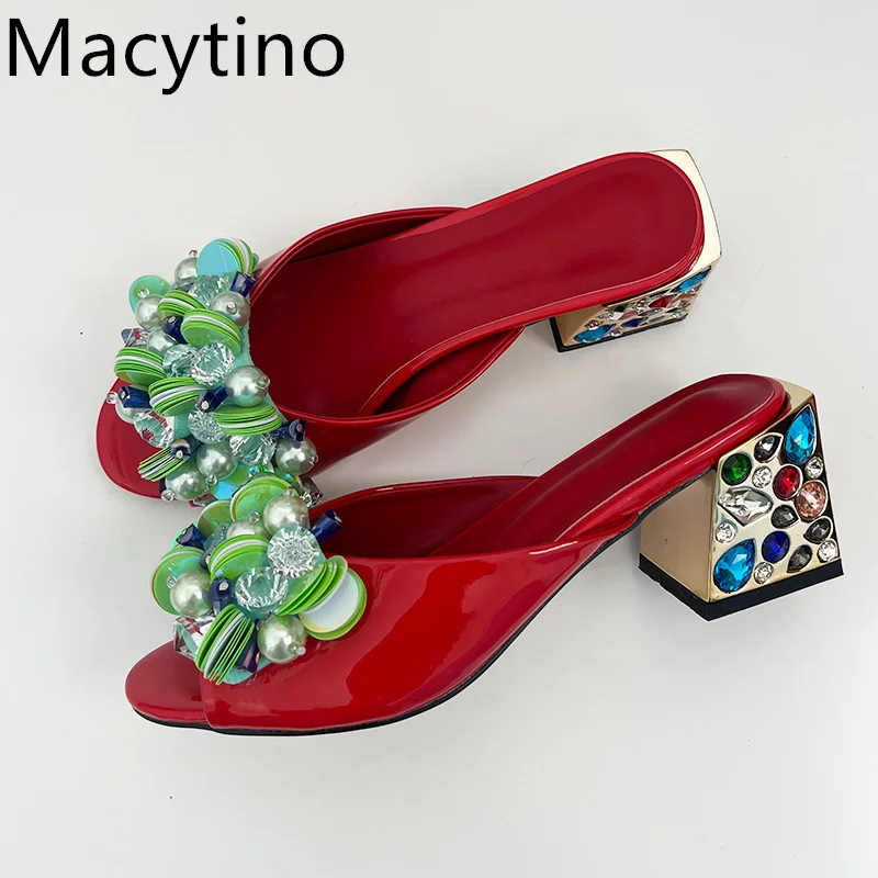 2025 Beads Pearl Bling Sequins Flower Summer Mules Colorful Diamond Square Heel Slingbacks Sandals Women
2025 Beads Pearl Bling Sequins Flower Summer Mules Colorful Diamond Square Heel Slingbacks Sandals Women