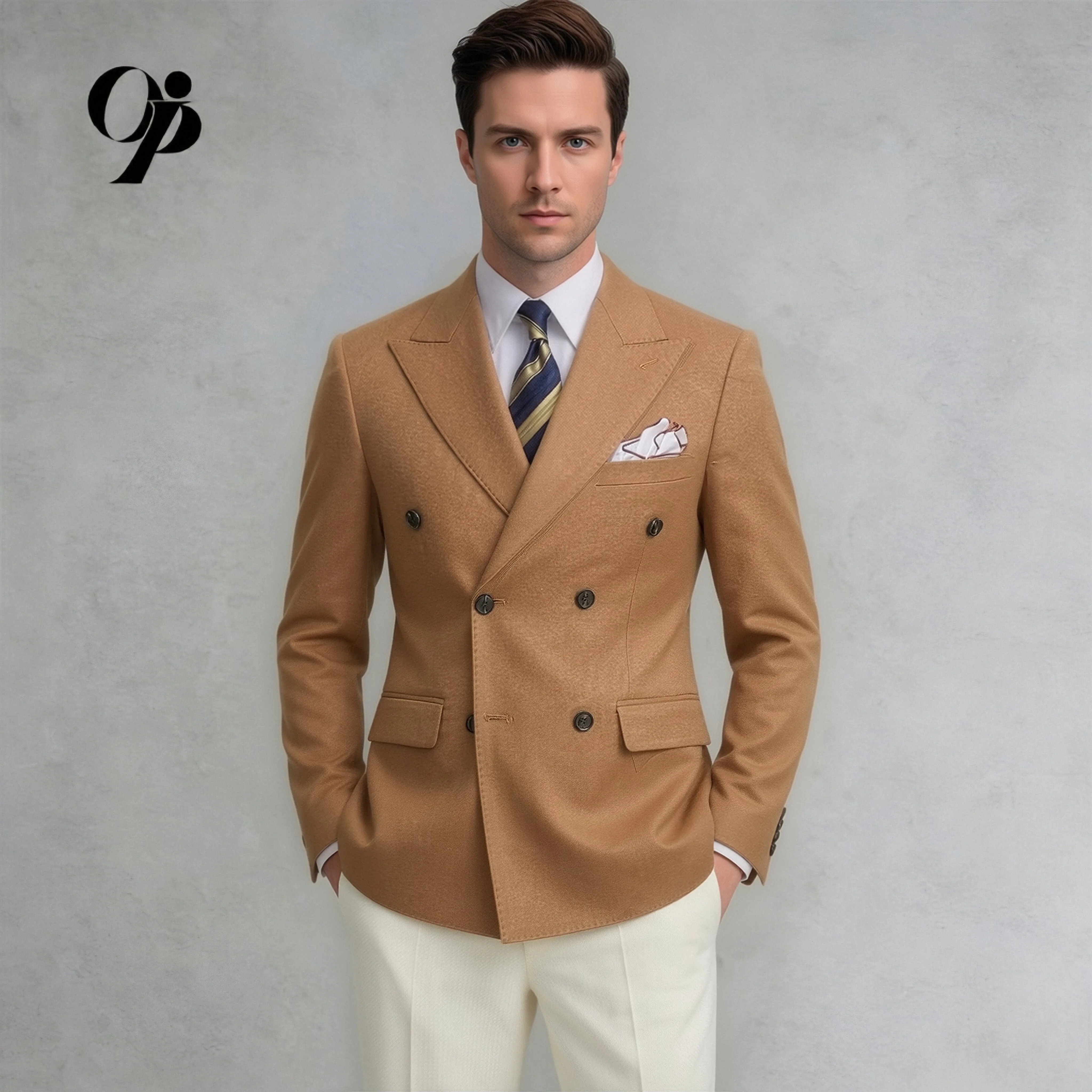 Luxury Gentleman Tan Suit 2-Piece Slim Fit by Opeodly Smart Casual Wear with Soft Cashmere-Like Fabric for Office and Dates
Luxury Gentleman Tan Suit 2-Piece Slim Fit by Opeodly Smart Casual Wear with Soft Cashmere-Like Fabric for Office and Dates