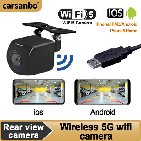Car Wifi5 Camera Wireless Car Rear View Reverse Backup Camera Front view Camera USB Power Supply 5V  Wireless Reversing Camera