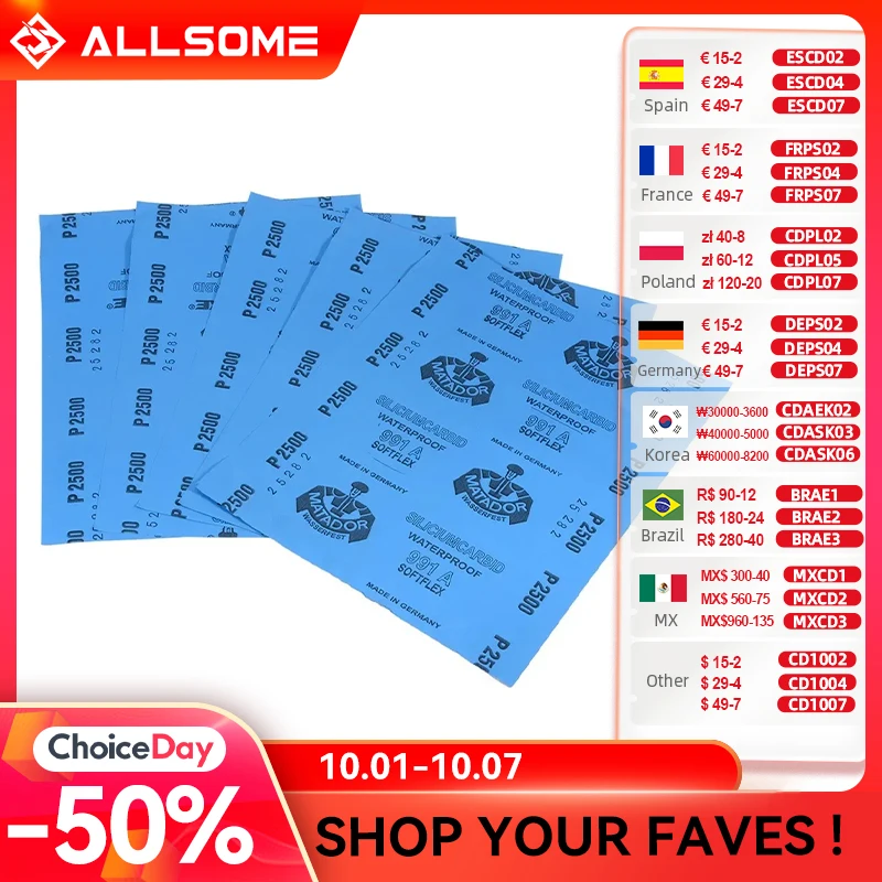 1PC Polishing Sanding Wet/dry Abrasive Sandpaper Paper Sheets Surface Finishing Made Grit P2500 P3000 P5000 P7000 P1000
1PC Polishing Sanding Wet/dry Abrasive Sandpaper Paper Sheets Surface Finishing Made Grit P2500 P3000 P5000 P7000 P1000