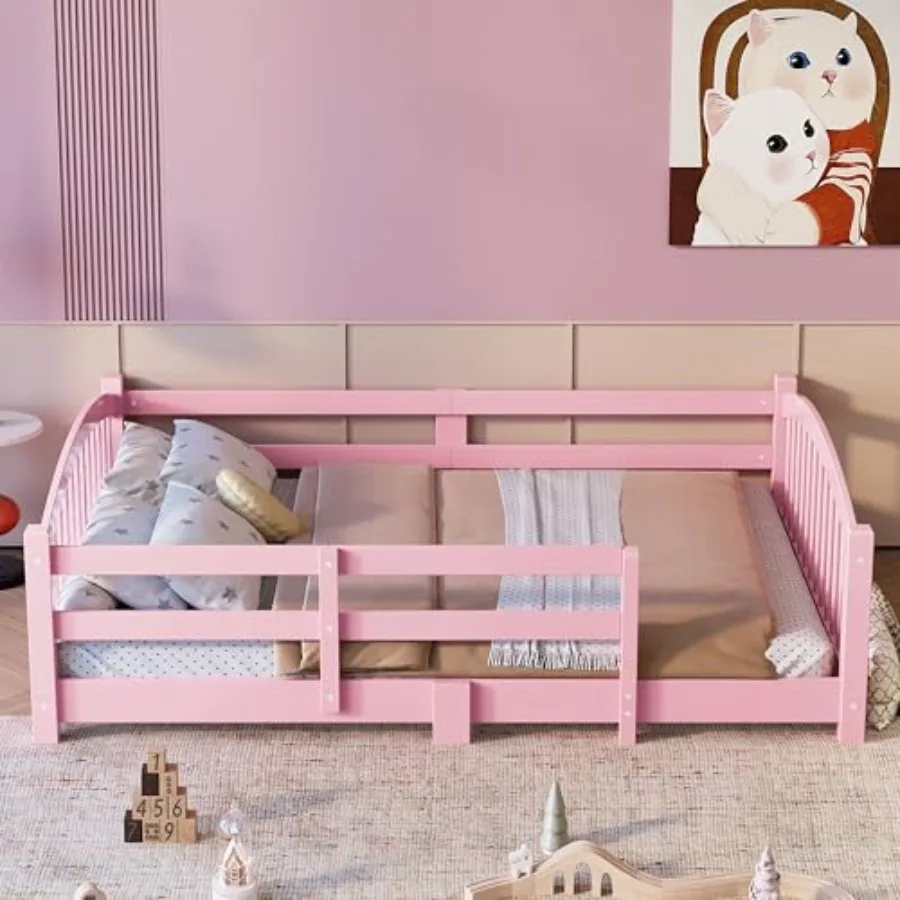 Montessori Floor Bed, Full Floor Bed, Solid Wood Montessori Bed with Guardrails, Pink Platform Bed Frame with Rails and Slats,
Montessori Floor Bed, Full Floor Bed, Solid Wood Montessori Bed with Guardrails, Pink Platform Bed Frame with Rails and Slats,