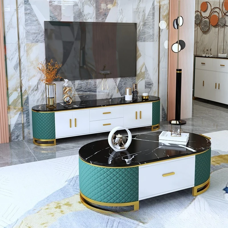 Light luxury coffee table TV cabinet combination Italian leather marble coffee table floor cabinet
Light luxury coffee table TV cabinet combination Italian leather marble coffee table floor cabinet