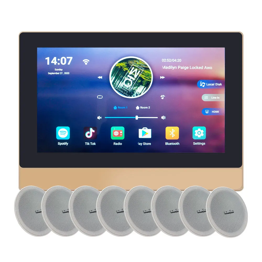 Whole House Audio Music System 2Zone 7inch Screen Wall Amplifier 8 Ceiling Mount Speaker
Whole House Audio Music System 2Zone 7inch Screen Wall Amplifier 8 Ceiling Mount Speaker