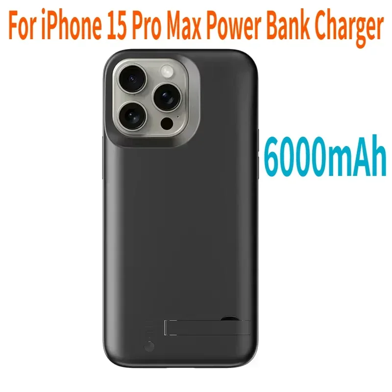 6000mAh Battery Case For iPhone 15 Pro Max Power Bank Charger Cover for iPhone 15 Plus Battery Charger Case Stand Back Cover
6000mAh Battery Case For iPhone 15 Pro Max Power Bank Charger Cover for iPhone 15 Plus Battery Charger Case Stand Back Cover