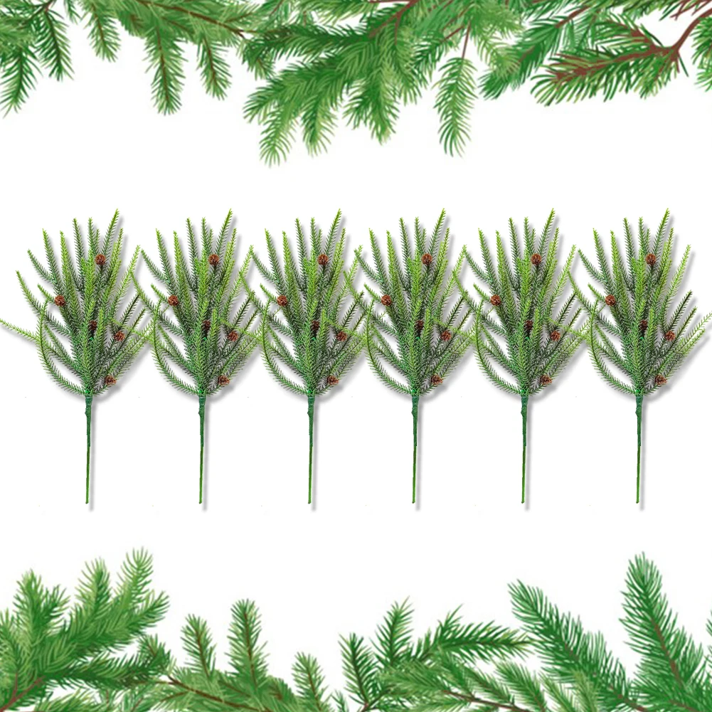 6Pcs Artificial Pine Branches with Pine Cones Green Pine Needles Plastic 45cm for Christmas Home Decoration
6Pcs Artificial Pine Branches with Pine Cones Green Pine Needles Plastic 45cm for Christmas Home Decoration