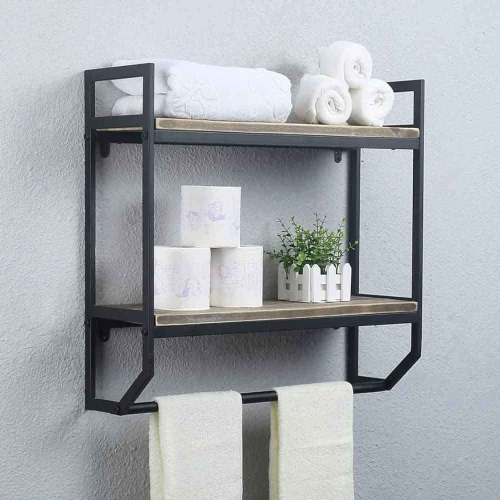 2-Tier Metal Industrial 23.6" Bathroom Shelves Wall Mounted,Rustic Wall Shelf Over Toilet,Towel Rack with Towel Bar
2-Tier Metal Industrial 23.6" Bathroom Shelves Wall Mounted,Rustic Wall Shelf Over Toilet,Towel Rack with Towel Bar