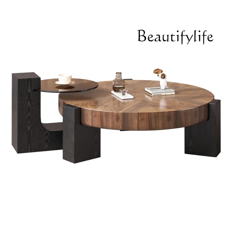Medieval walnut coffee table combination new living room small apartment home creative round high-end coffee table
Medieval walnut coffee table combination new living room small apartment home creative round high-end coffee table