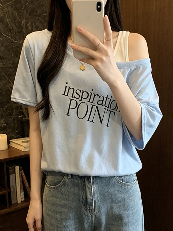 Summer Sexy Short Sleeve Shoulder Bared T Shirt for plus Size Women Korean Style Commute Fashion Breathable Skin Friendly
Summer Sexy Short Sleeve Shoulder Bared T Shirt for plus Size Women Korean Style Commute Fashion Breathable Skin Friendly