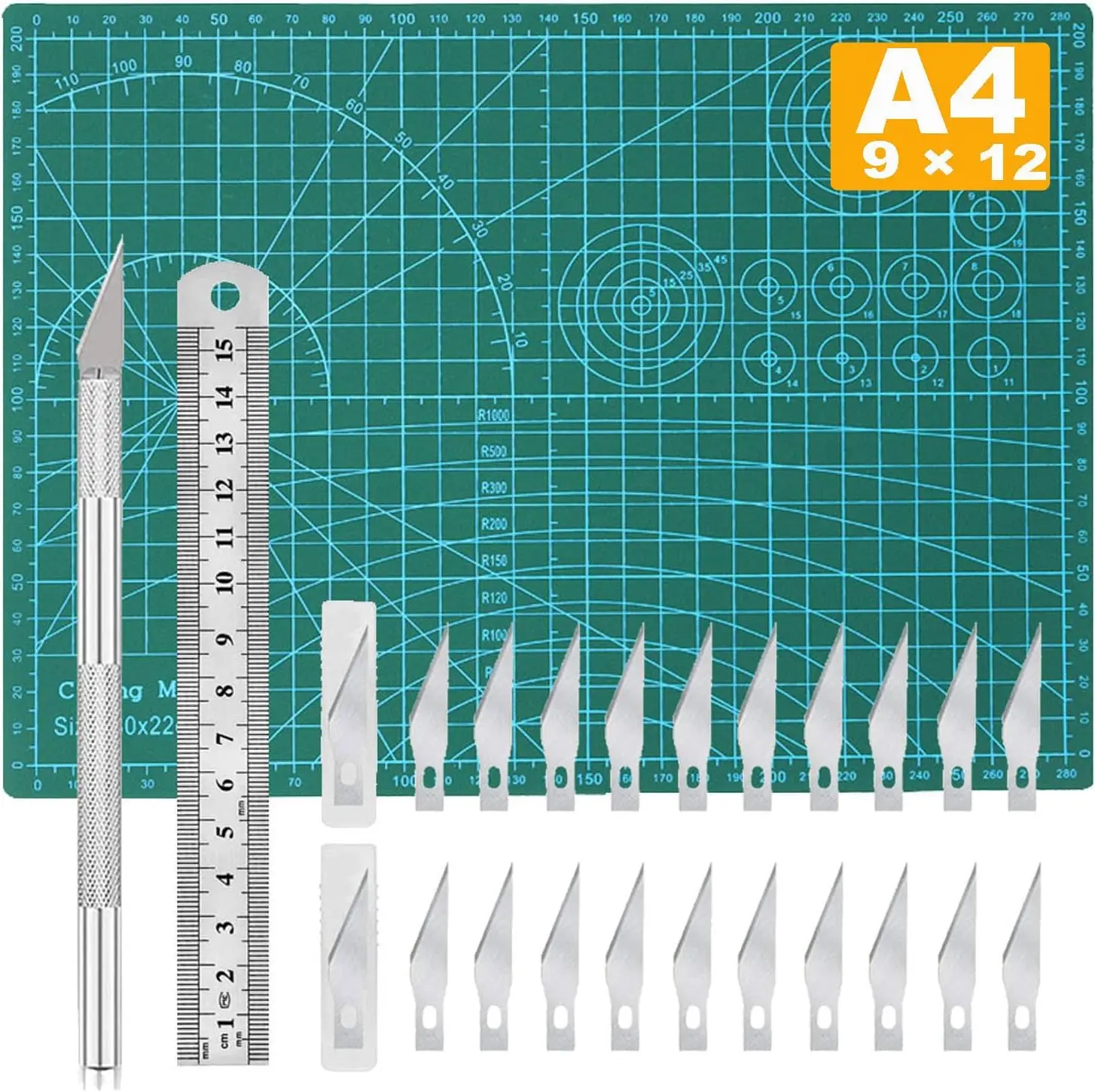 Precision Craft Knife Kit with Self Healing Cutting Mat, A4 (9x12 in) for Art, Stencil, Scrapbooking
Precision Craft Knife Kit with Self Healing Cutting Mat, A4 (9x12 in) for Art, Stencil, Scrapbooking