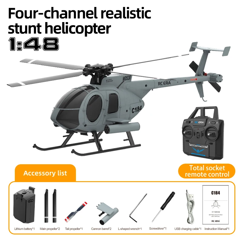 RC ERA C184 RC Helicopter Four Channel 6 Axis Single Rotor No Aileron Simulated Fixed Height Optical Flow Positioning Aircraft
RC ERA C184 RC Helicopter Four Channel 6 Axis Single Rotor No Aileron Simulated Fixed Height Optical Flow Positioning Aircraft
