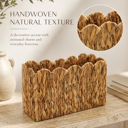 Handwoven Natural Water Hyacinth Scalloped Magazine Basket For Floor Storage In Living Room, Office, Bedroom
Handwoven Natural Water Hyacinth Scalloped Magazine Basket For Floor Storage In Living Room, Office, Bedroom