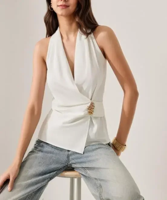 Summer French Satin V-Neck Slim Lace Up Sleeveless Shirt with Feminine Style French Off Shoulder Waist Hot Girl Top
Summer French Satin V-Neck Slim Lace Up Sleeveless Shirt with Feminine Style French Off Shoulder Waist Hot Girl Top