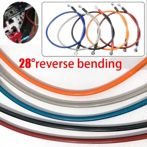 HQ Tubo freno universale Linea freno Modifica moto Tubo freno 40-80 cm Freno a disco Tubo olio Freno Tubo freno a gola in acciaio