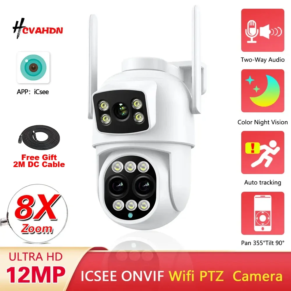 12MP 4K WiFi IP Camera Outdoor 8X Zoom Dual Screens PTZ Wifi Surveillance Camera Night Vision ICSEE Security Cam Human Detection
12MP 4K WiFi IP Camera Outdoor 8X Zoom Dual Screens PTZ Wifi Surveillance Camera Night Vision ICSEE Security Cam Human Detection