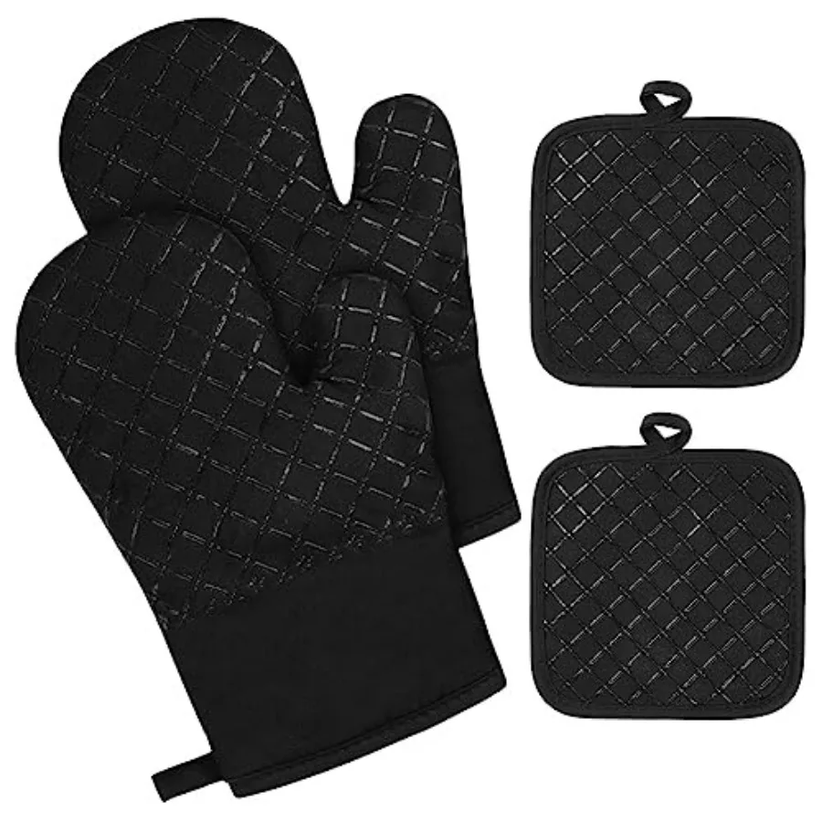 Oven Mitts and Pot Holders 4PCS Set, 230°C/446°F Heat Resistant BBQ Gloves, Extra Thicken Long Cotton Oven Mittens, Silicone St
Oven Mitts and Pot Holders 4PCS Set, 230°C/446°F Heat Resistant BBQ Gloves, Extra Thicken Long Cotton Oven Mittens, Silicone St