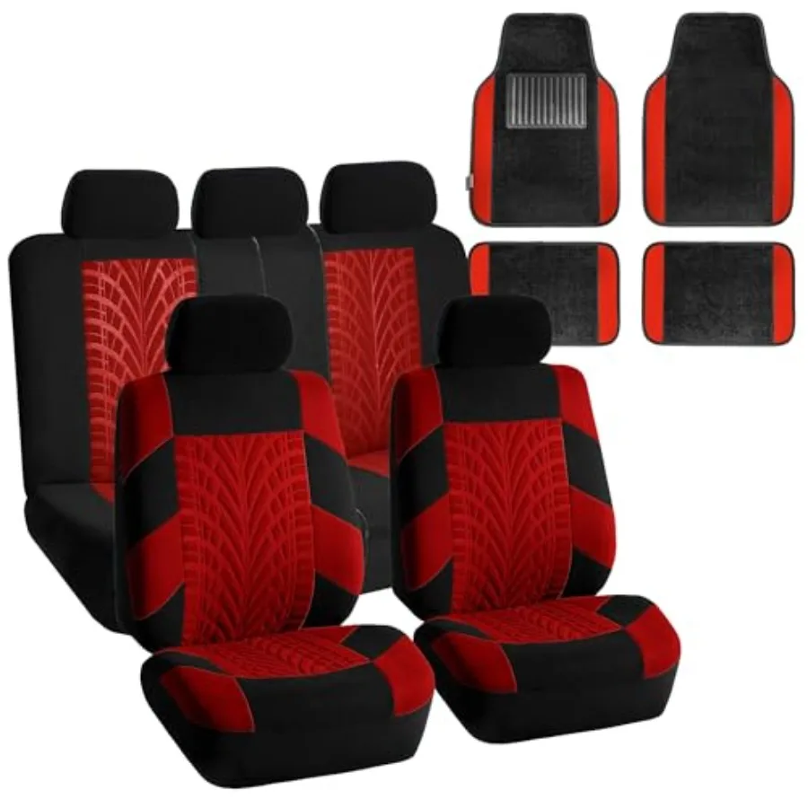 Travel Master Car Seat Covers Full Set with Carpet Floor Mats Universal Fit for Cars Trucks and SUVs Red/Black Premium Polyeste
Travel Master Car Seat Covers Full Set with Carpet Floor Mats Universal Fit for Cars Trucks and SUVs Red/Black Premium Polyeste
