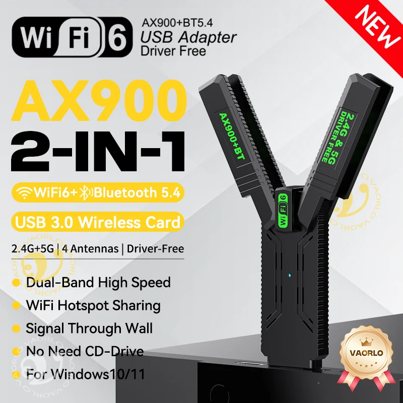 Беспроводной адаптер 2-в-1 WIFI6 AX900 USB WiFi Bluetooth 5.4, двухдиапазонный, 2,4 ГГц + 5 ГГц, 4 антенны, 802.11AX USB3.0, 900 Мбит/с, WiFi 6, высокоскоростная сетевая карта, приемник-ключ для ПК, ноутбука, WIN 10/11
Беспроводной адаптер 2-в-1 WIFI6 AX900 USB WiFi Bluetooth 5.4, двухдиапазонный, 2,4 ГГц + 5 ГГц, 4 антенны, 802.11AX USB3.0, 900 Мбит/с, WiFi 6, высокоскоростная сетевая карта, приемник-ключ для ПК, ноутбука, WIN 10/11