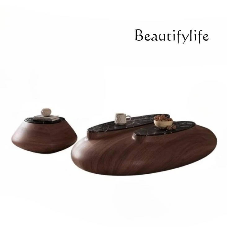New North American black walnut leather living room surprise wind oval marble coffee table combination
New North American black walnut leather living room surprise wind oval marble coffee table combination