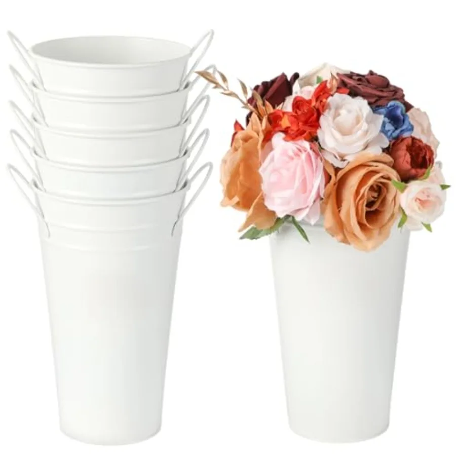 6 Pcs Flower Buckets, Galvanized Metal Vases, 9.8 Inch Flower Vase with Handles, French Flower Bucket Rustic Farmhouse Vases fo
6 Pcs Flower Buckets, Galvanized Metal Vases, 9.8 Inch Flower Vase with Handles, French Flower Bucket Rustic Farmhouse Vases fo