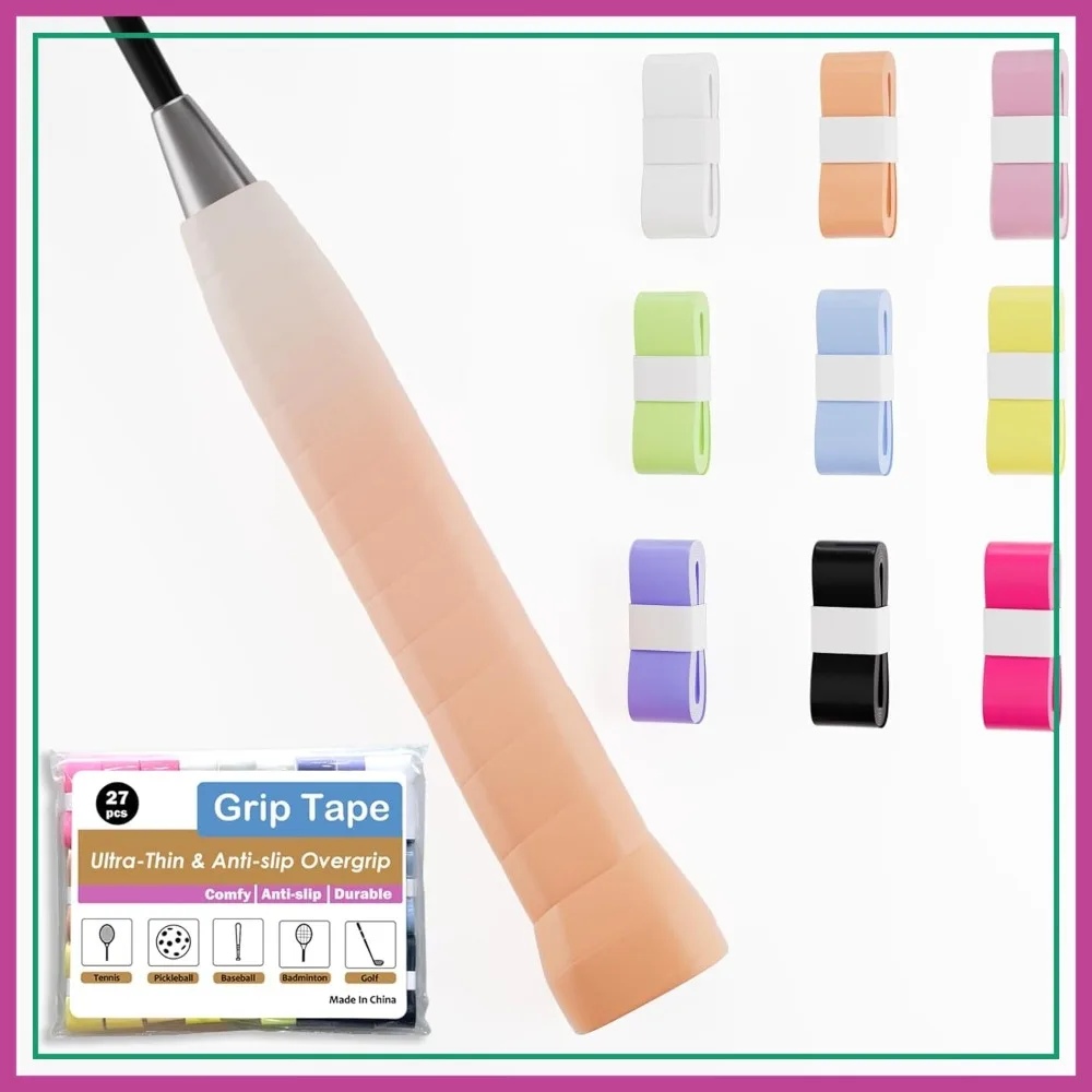 27 Pack Tennis Racket Grip Tape, 9-Color Pre-Cut Anti-Slip Overgrips, Absorbent Dry Feel for Badminton Pickleball
27 Pack Tennis Racket Grip Tape, 9-Color Pre-Cut Anti-Slip Overgrips, Absorbent Dry Feel for Badminton Pickleball