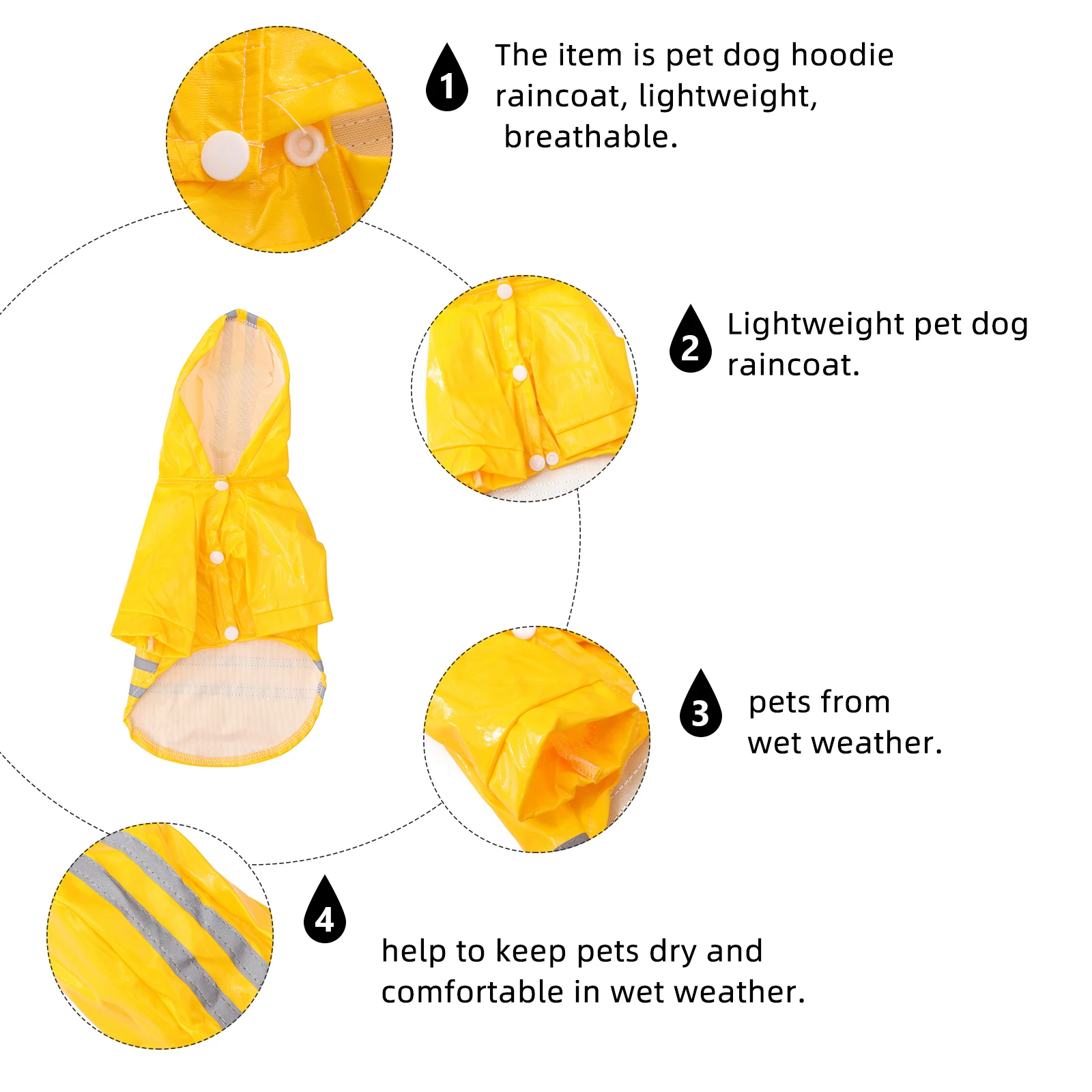 Lightweight Dog Raincoat Hooded Pet Rainwear Waterproof Breathable Fashion Puppy Hoodie Rainy Day for Small Medium Large
Lightweight Dog Raincoat Hooded Pet Rainwear Waterproof Breathable Fashion Puppy Hoodie Rainy Day for Small Medium Large