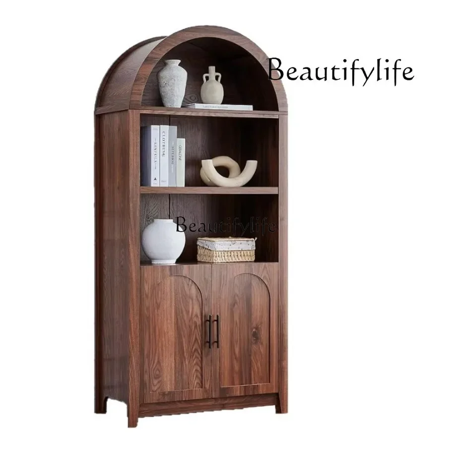 12Walnut solid wood locker living room simple open locker arched open cabinet
12Walnut solid wood locker living room simple open locker arched open cabinet