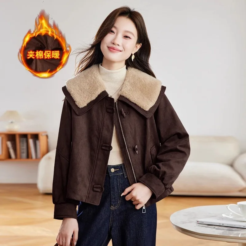 Fashion Age-Reducing Lamb Wool Lapel Padded Jacket Women's 2026 Autumn Winter Super Good-Looking Deerskin Velvet Cotton Clothes
Fashion Age-Reducing Lamb Wool Lapel Padded Jacket Women's 2026 Autumn Winter Super Good-Looking Deerskin Velvet Cotton Clothes