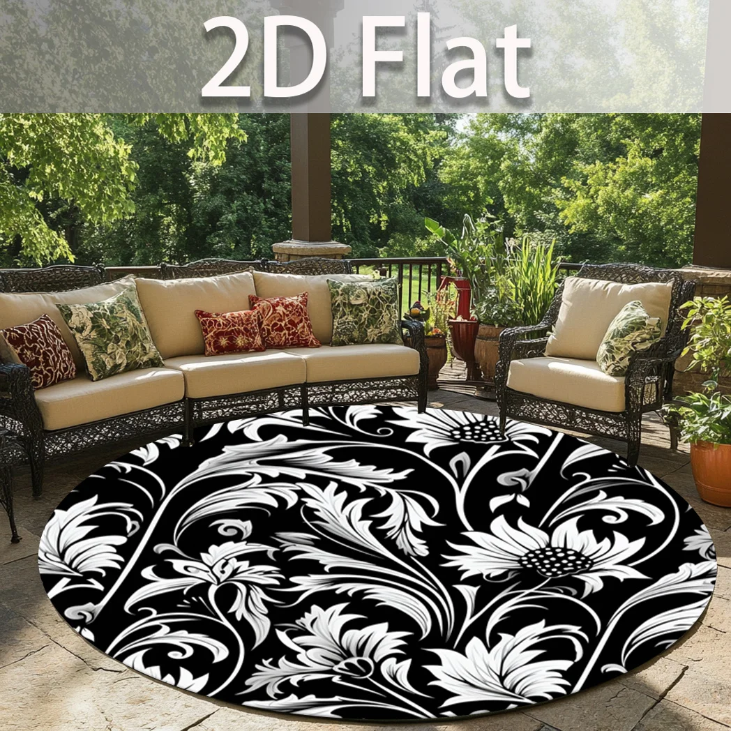 Black White Vintage Floral Scroll Print Round Rug, Non-Slip Soft Floor Mat for Living Room Bedroom Kids Room Outdoor Home Decor
Black White Vintage Floral Scroll Print Round Rug, Non-Slip Soft Floor Mat for Living Room Bedroom Kids Room Outdoor Home Decor