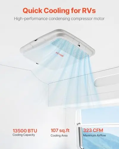 Кондиционер для автодомов мощностью 13500 BTU – тихий (65 дБ) крышный кондиционер с установочным комплектом для кемперов и прицепов – белый
Кондиционер для автодомов мощностью 13500 BTU – тихий (65 дБ) крышный кондиционер с установочным комплектом для кемперов и прицепов – белый