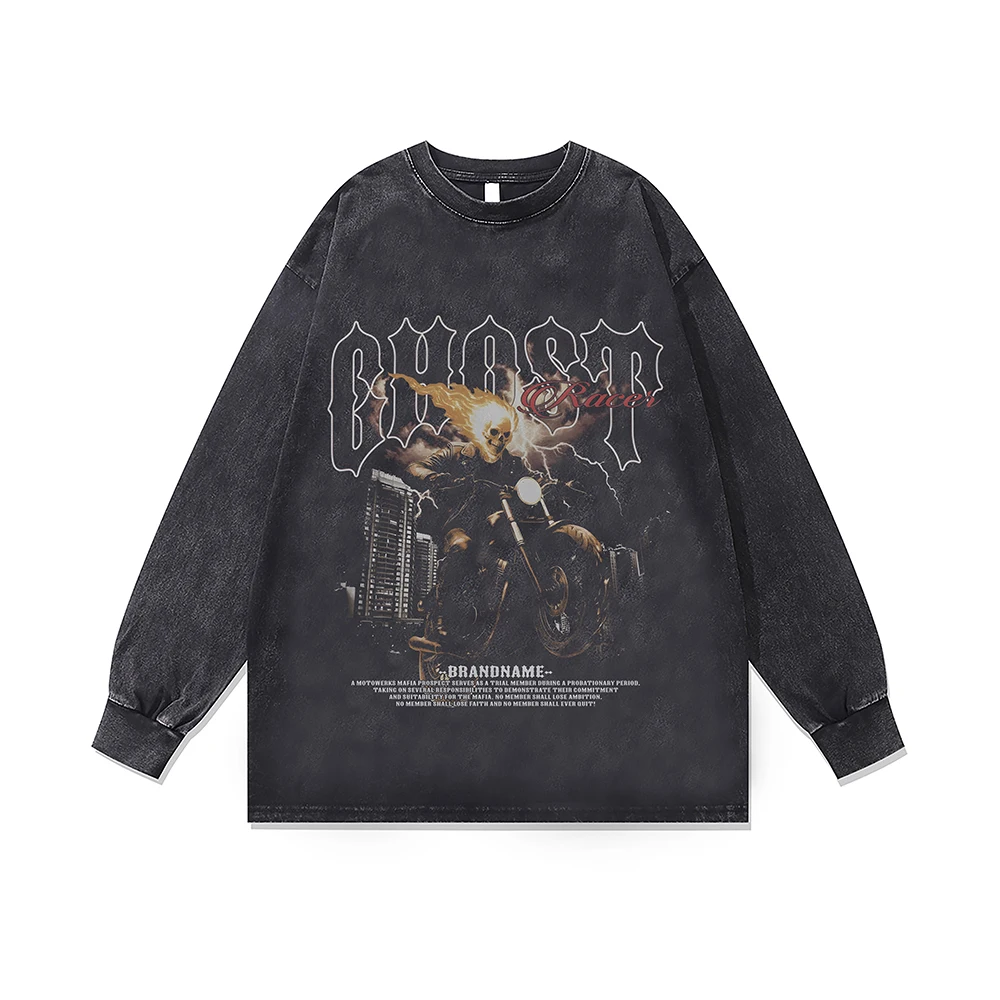 Moto Skulls Print Distressed Oversized Sweatshirts Streetwear Unisex T-shirt Goth Men Hoodie Y2k Punk Vintage Clothes Cotton Top
Moto Skulls Print Distressed Oversized Sweatshirts Streetwear Unisex T-shirt Goth Men Hoodie Y2k Punk Vintage Clothes Cotton Top