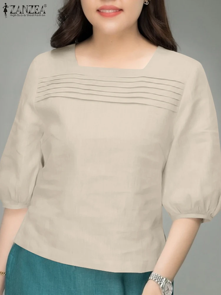 ZANZEA Pintuck Square Neck Smock Tops 2025 Summer Side Slit Solid Casual Blusas Mujer Women Half Puff Sleeve Vintage Blouses
ZANZEA Pintuck Square Neck Smock Tops 2025 Summer Side Slit Solid Casual Blusas Mujer Women Half Puff Sleeve Vintage Blouses