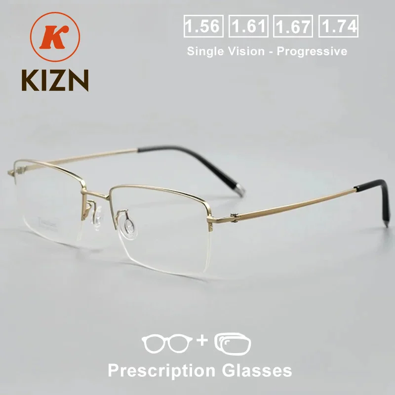 KIZN( M size )Glasses Men Pure Titanium Fashion Myopia Corrective Glasses for Vision Semi-Rimless Optical Prescription
KIZN( M size )Glasses Men Pure Titanium Fashion Myopia Corrective Glasses for Vision Semi-Rimless Optical Prescription