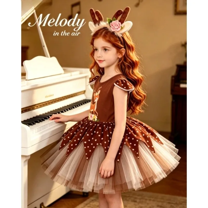 Christmas Elk Printed Dress Fluffy Tutu Skirt Kids Party Costume Festiva Wear Carnival Stage Performance Clothes For Little Girl
Christmas Elk Printed Dress Fluffy Tutu Skirt Kids Party Costume Festiva Wear Carnival Stage Performance Clothes For Little Girl