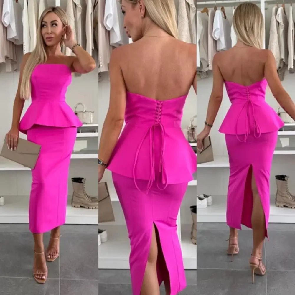 Slit Temperament Hip-wrap Skirt Elegant Off-shoulder Prom Suit with Bandeau Top Slit Skirt for Formal Events Women Top Skirt
Slit Temperament Hip-wrap Skirt Elegant Off-shoulder Prom Suit with Bandeau Top Slit Skirt for Formal Events Women Top Skirt