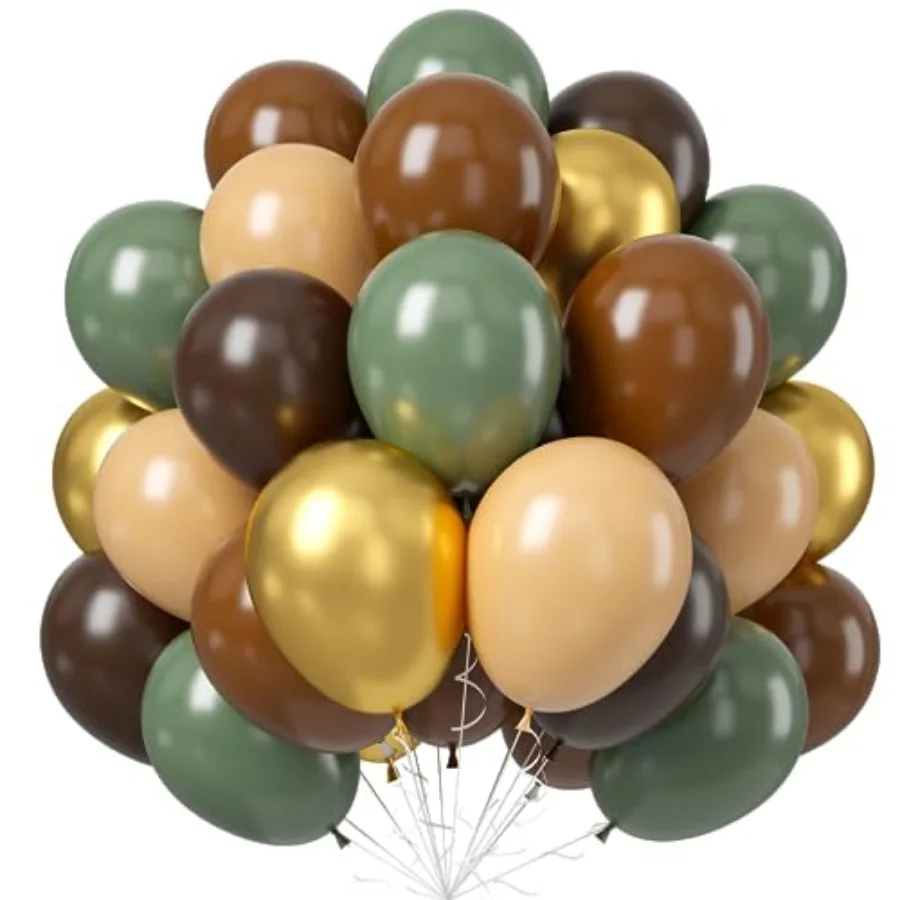 60 PCS, Gold, Brown Latex Balloons - Woodland Camo Army Olive Green, Dark Brown, Coffee Nude Gold Party Balloons for Jungle Saf
60 PCS, Gold, Brown Latex Balloons - Woodland Camo Army Olive Green, Dark Brown, Coffee Nude Gold Party Balloons for Jungle Saf