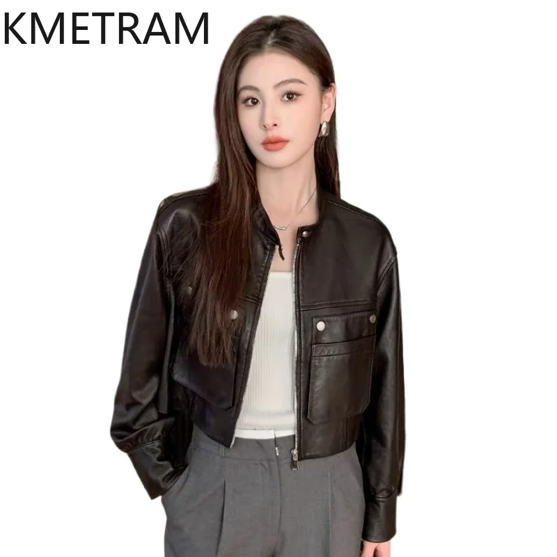 KMETRAM Real Sheepskin Leather Jacket Woman Stand Collar Short Coat Genuine Leather Jackets New Autumn Women Clothes 2026 casaco
KMETRAM Real Sheepskin Leather Jacket Woman Stand Collar Short Coat Genuine Leather Jackets New Autumn Women Clothes 2026 casaco