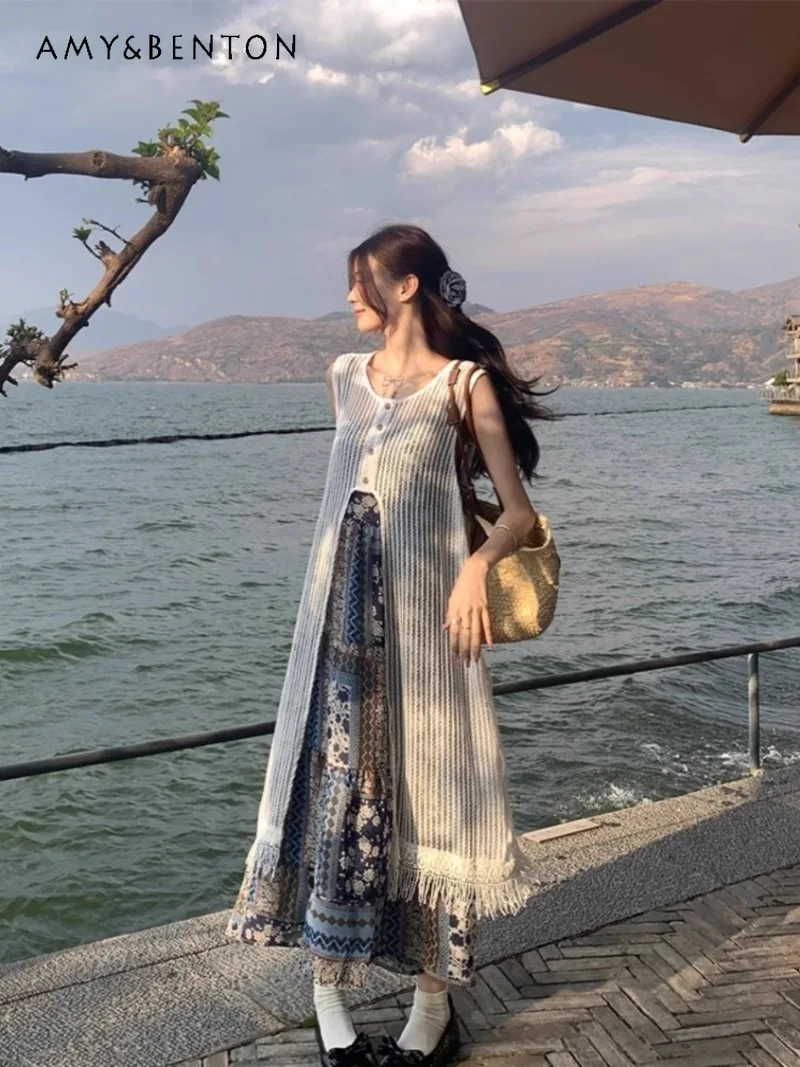 2025 New Summer New Bohemian Style Hollow Stacked Wear Holiday Loose and Thin Fringed Smock Trendy Vest Dress For Women
2025 New Summer New Bohemian Style Hollow Stacked Wear Holiday Loose and Thin Fringed Smock Trendy Vest Dress For Women