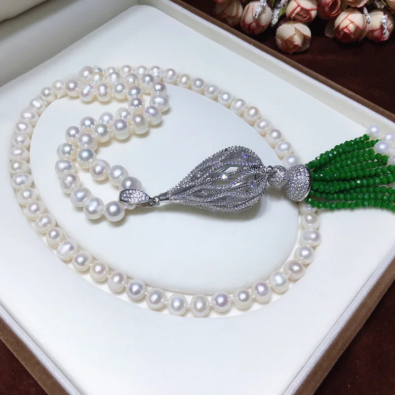 Freshwater Pearl Sweater Chain Near Round Strong Light Micro Flash One Multi-Wear Detachable Multiple Colors Optional Jewelry 16
Freshwater Pearl Sweater Chain Near Round Strong Light Micro Flash One Multi-Wear Detachable Multiple Colors Optional Jewelry 16