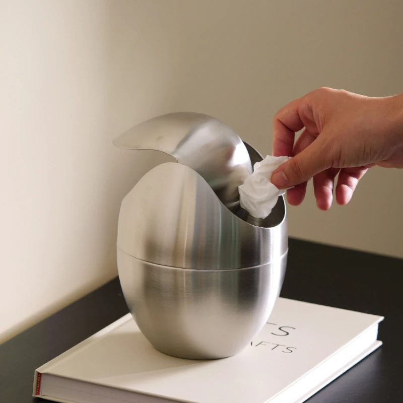 High Appearance Stainless Steel Flip Cover Paper Basket with Lid Mini Trash Can for Home Living Room Table Mobile Trash Can
High Appearance Stainless Steel Flip Cover Paper Basket with Lid Mini Trash Can for Home Living Room Table Mobile Trash Can