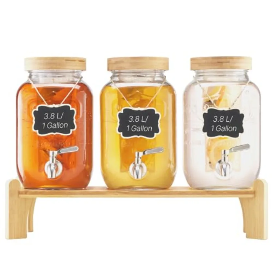 Beverage Dispenser 3 Pack 1 Gallon Drink Dispensers for Parties Glass Juice Dispenser with Wood Stand Stainless Steel Spigot In
Beverage Dispenser 3 Pack 1 Gallon Drink Dispensers for Parties Glass Juice Dispenser with Wood Stand Stainless Steel Spigot In